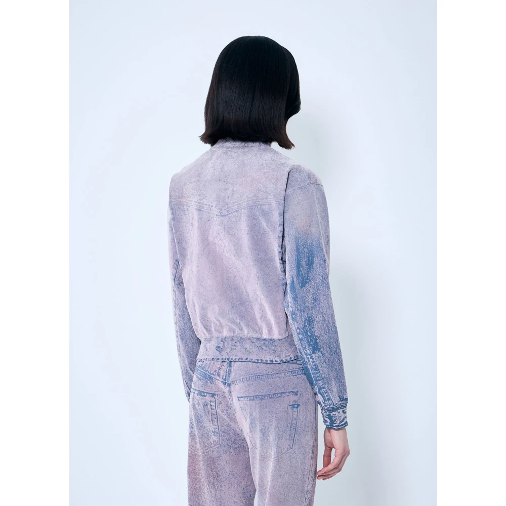 Diesel Velvet Flock Print Zip-Up Sweatshirt Pink Dames
