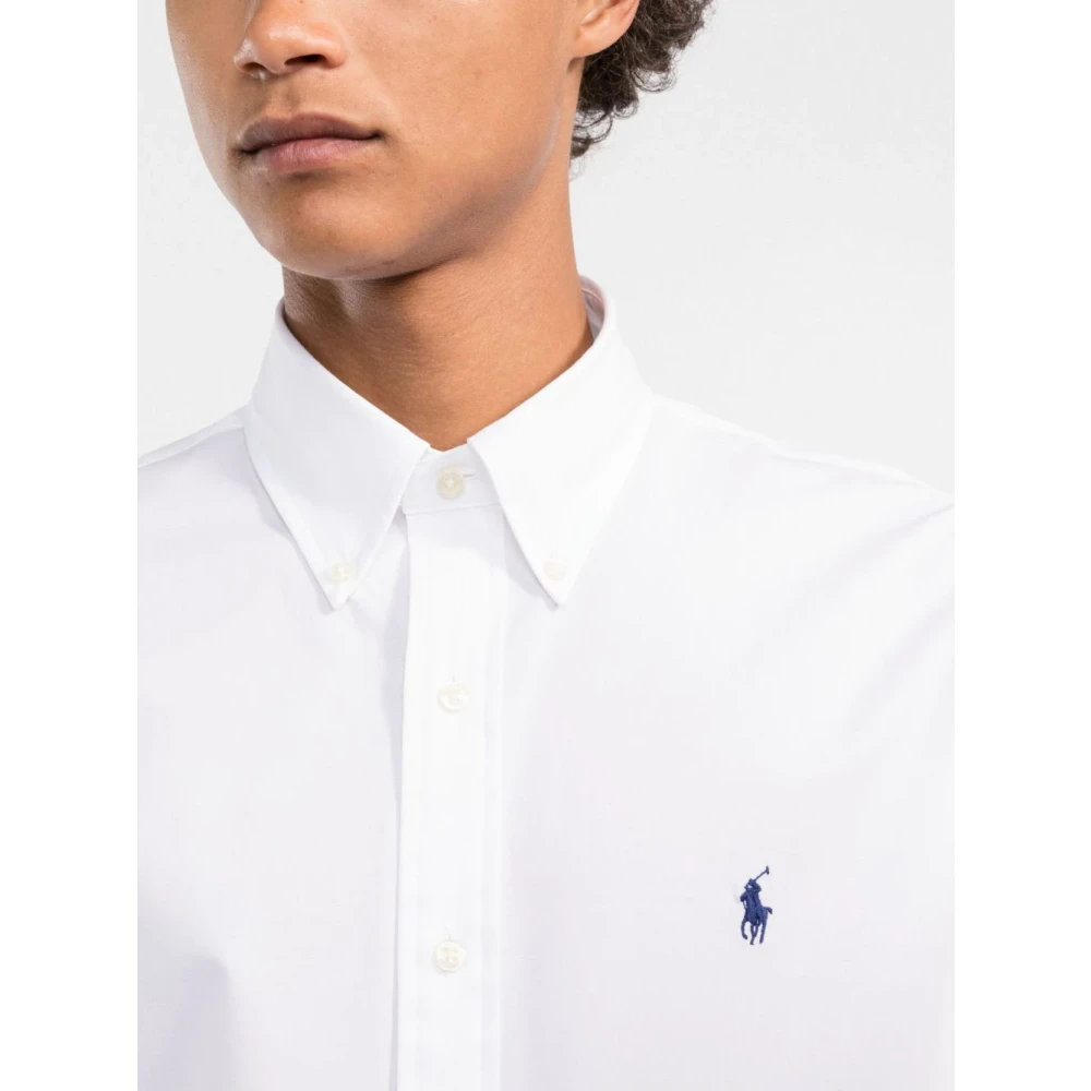 Polo Ralph Lauren Geborduurd Katoenen Overhemd White Heren