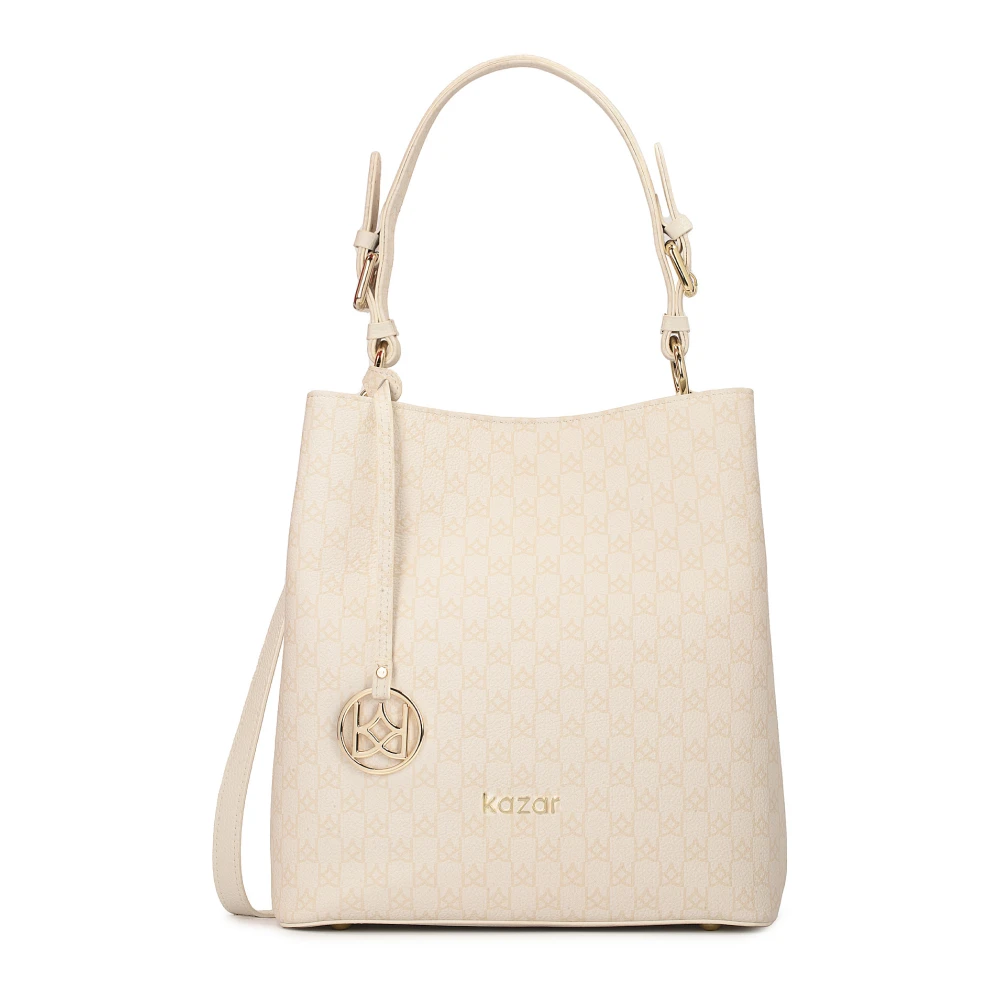 Kazar Beige Print Leren Handtas White Dames