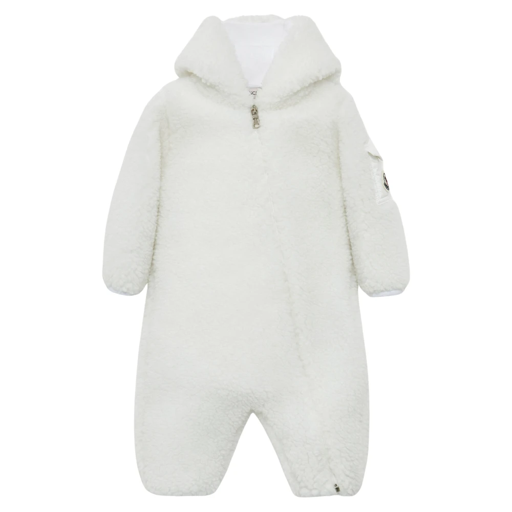 Moncler Unisex Kids White Bodies & Sets, 18 M, Teddy Fleece Romper For Babies