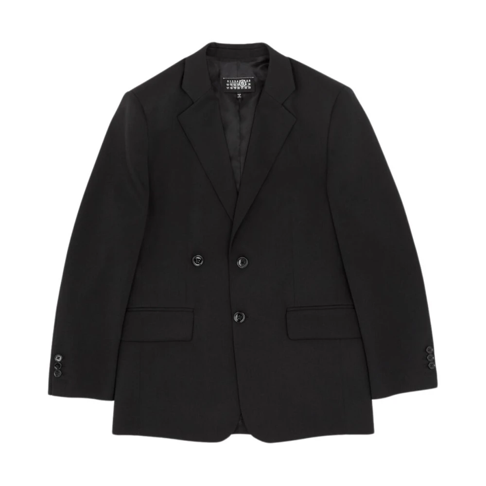 MM6 Maison Margiela Zwarte Klassieke Revers Blazer Jas Black Dames