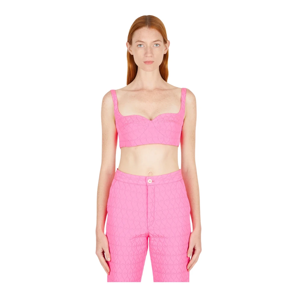 Marco Rambaldi Pink Sleeveless Tops, Female, Xs, Quilted Heart Top