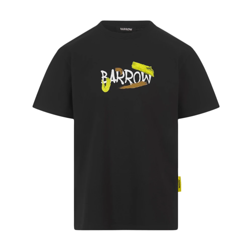Barrow Zwarte katoenen T-shirt met grafische print Black Heren
