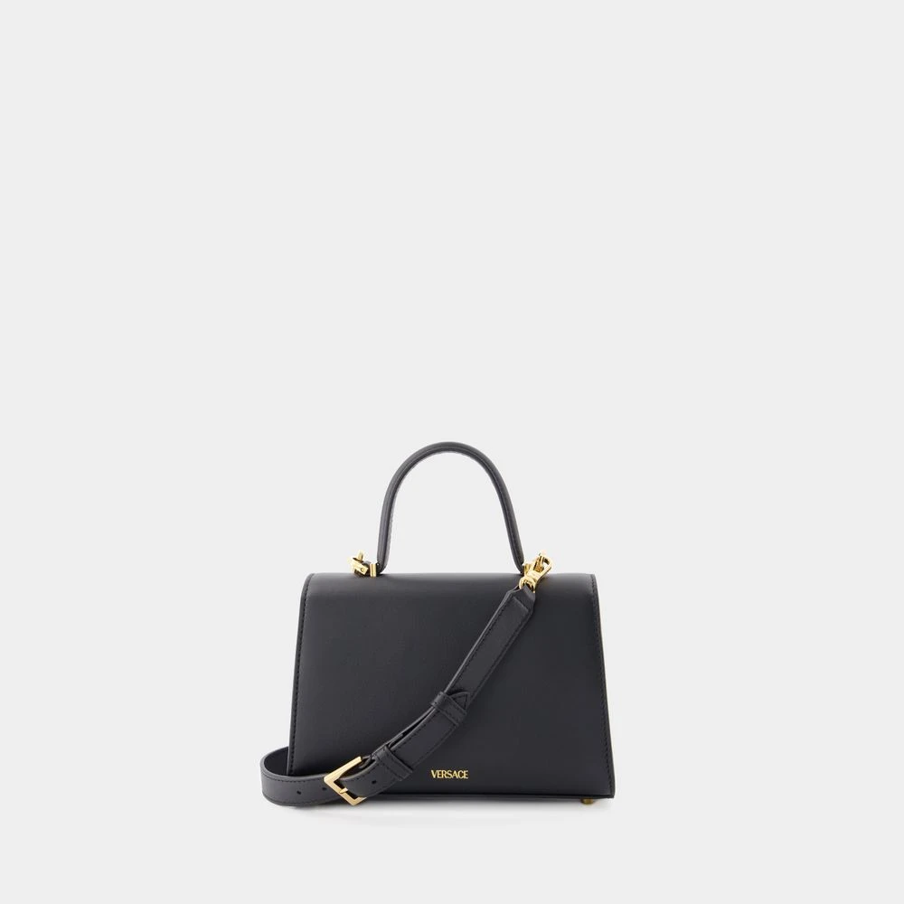 Versace Zwarte Leren Top Handtas Black Dames