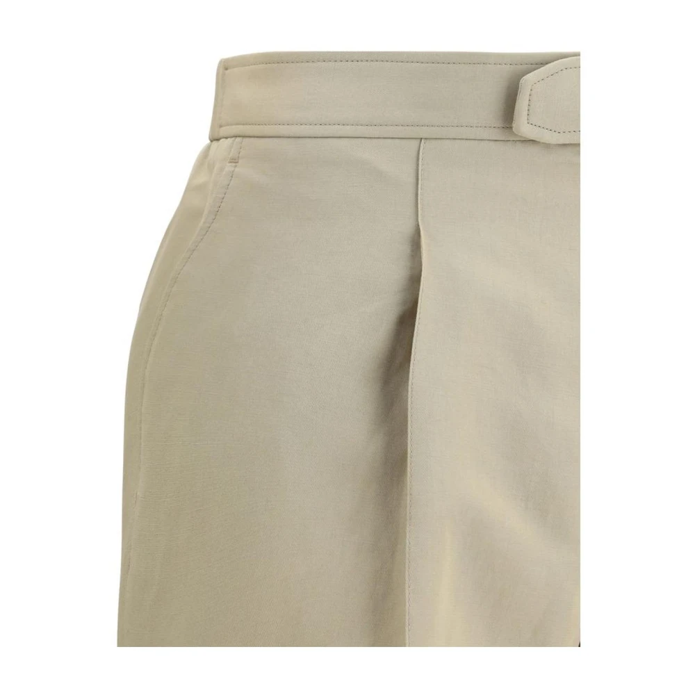 Brioni Slim Fit High Waist Linnen Broek Beige Heren