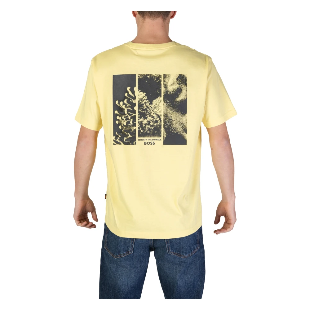 Hugo Boss Gele Bedrukte Katoenen T-shirt Yellow Heren