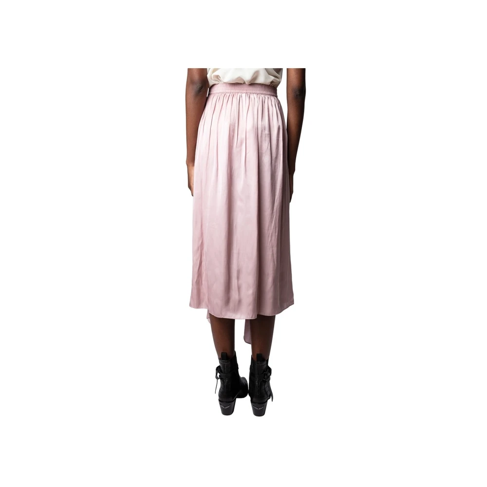Zadig & Voltaire Roze Gedrapeerde Midi Rok Pink Dames