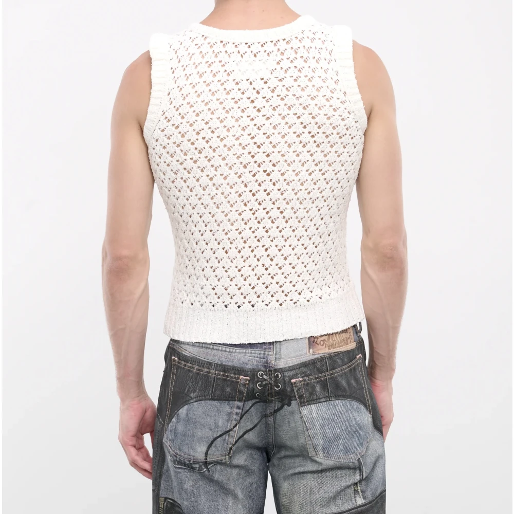 Maison Margiela Off-White Gebreide Tanktop White Heren