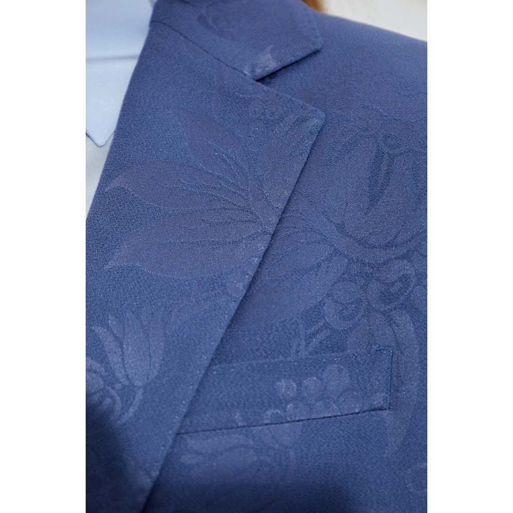 ETRO Satin blazer met bloemenpatroon Blue Dames