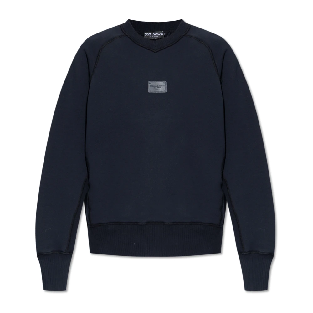 Dolce & Gabbana Sweatshirt met logo patch Blue Heren