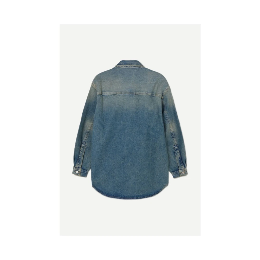 Samsøe Denim Oversized Shirt met Knoopsluiting Blue Dames