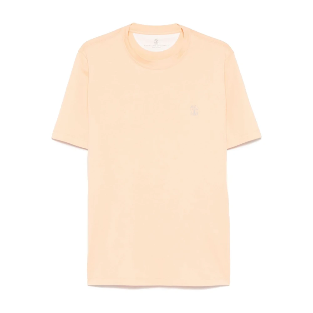 BRUNELLO CUCINELLI Oranje Katoenen Ronde Hals Top Orange Heren