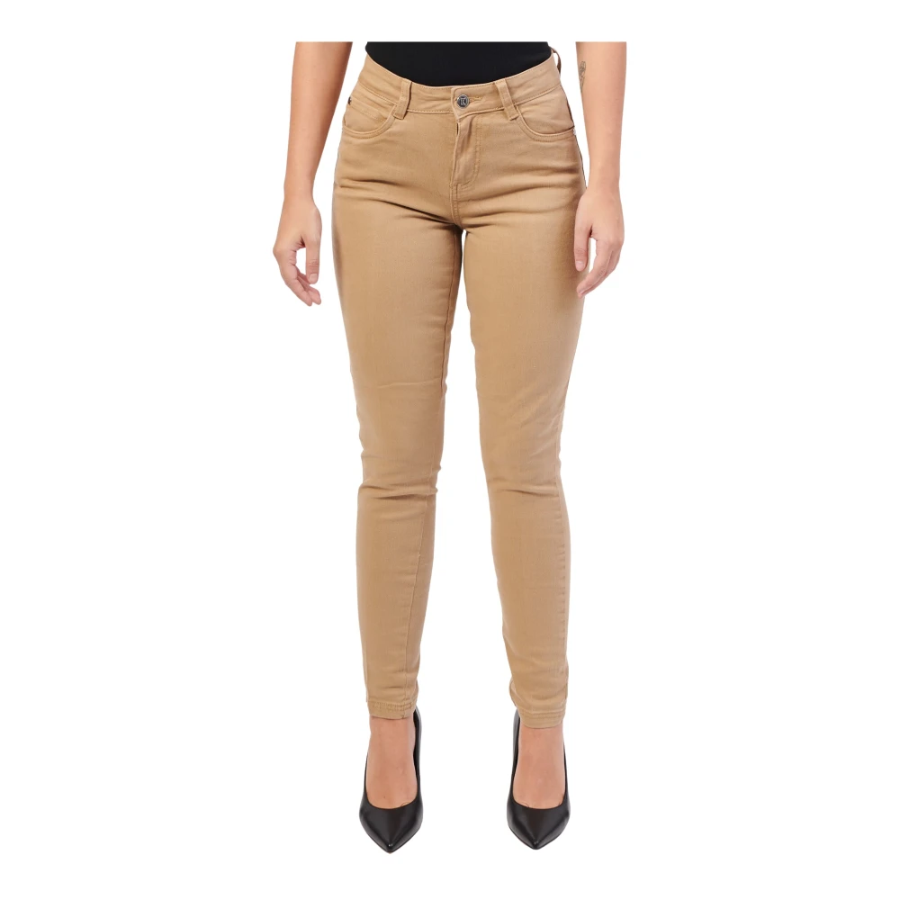 Silvian Heach Beige Skinny Jeans met Medium Taille Beige Dames