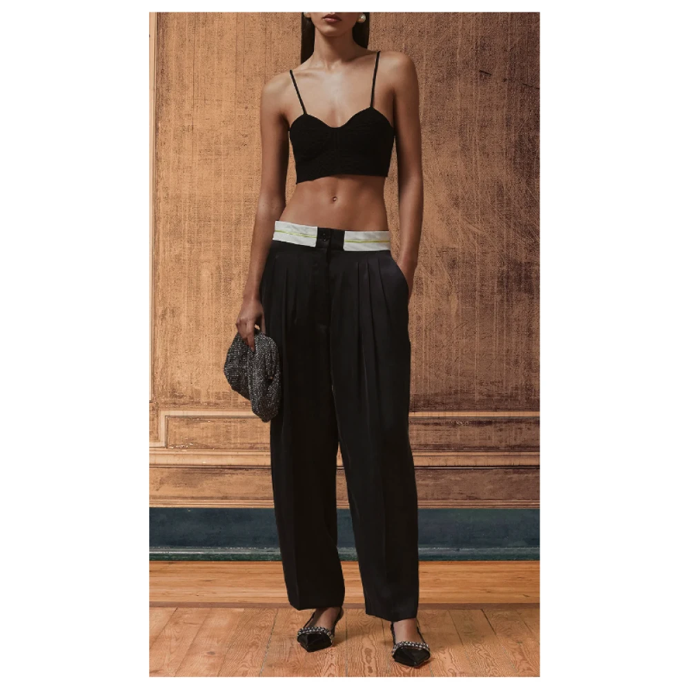 Mes Demoiselles Zwarte Satijnen Lyocell Broek Black Dames