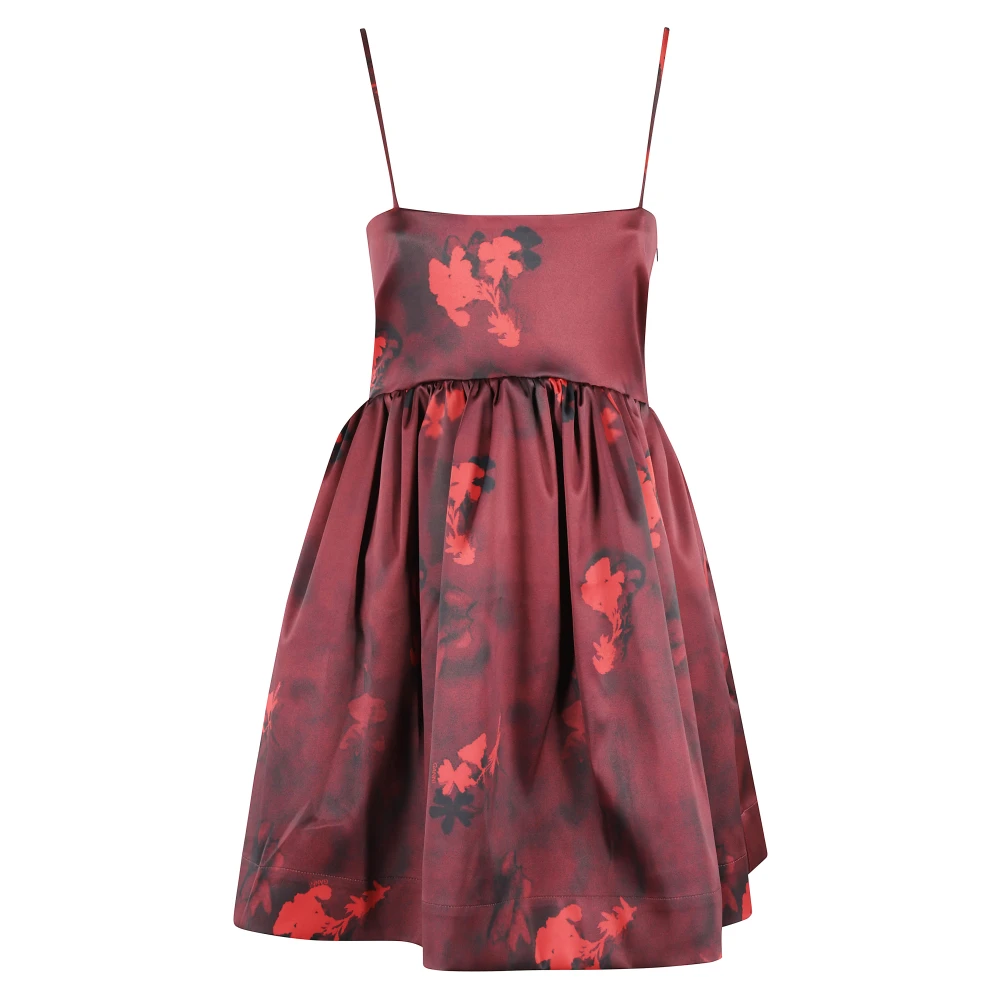 Ganni Satin Mini Klänning Red, Dam