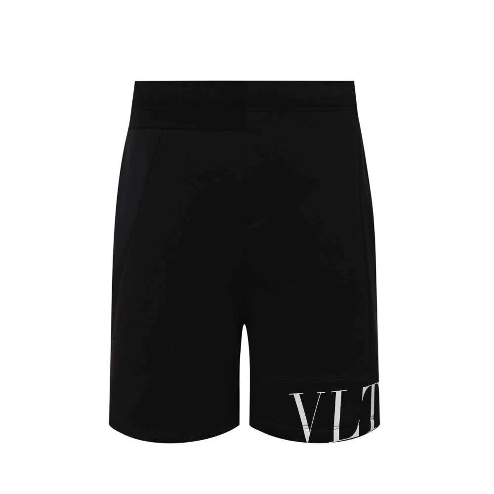 Valentino Modal Track Shorts met Contrast Logo Print Black Heren