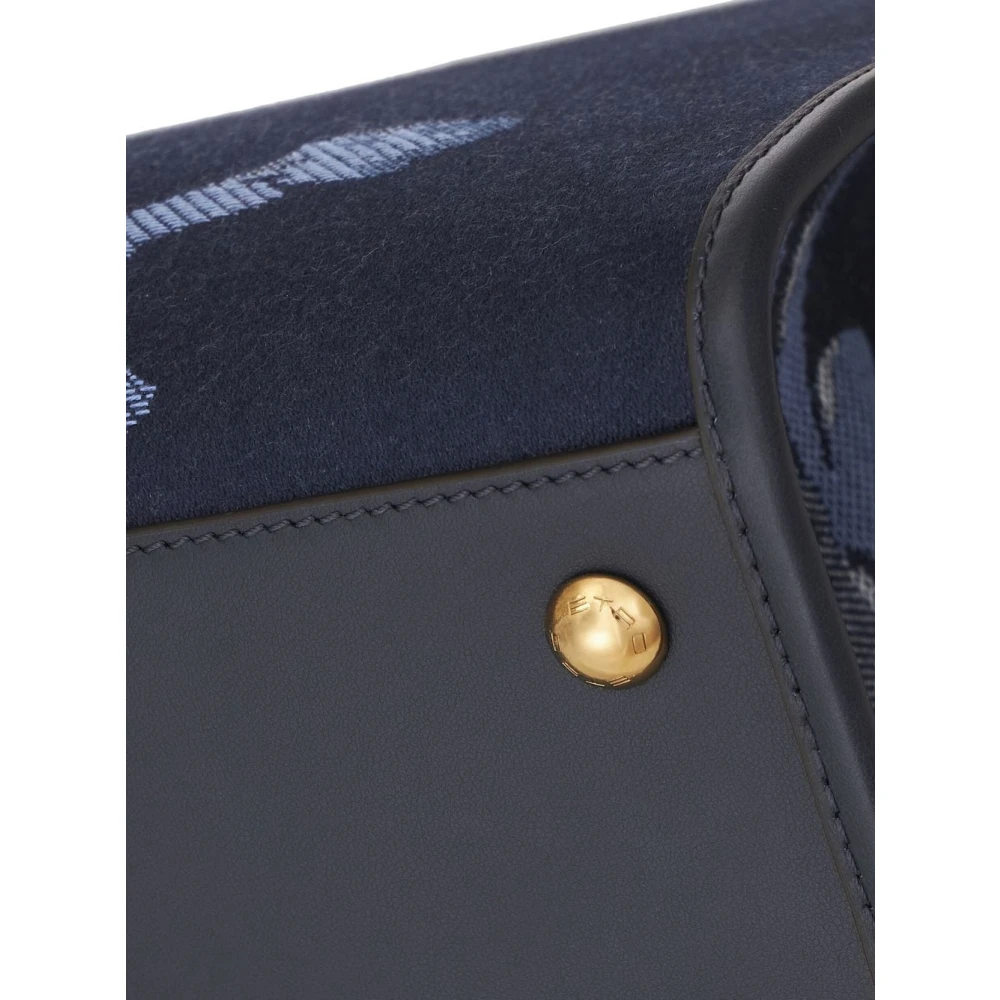 ETRO Blauwe Jacquard Tote Tas met Pegasus Motief Blue Dames