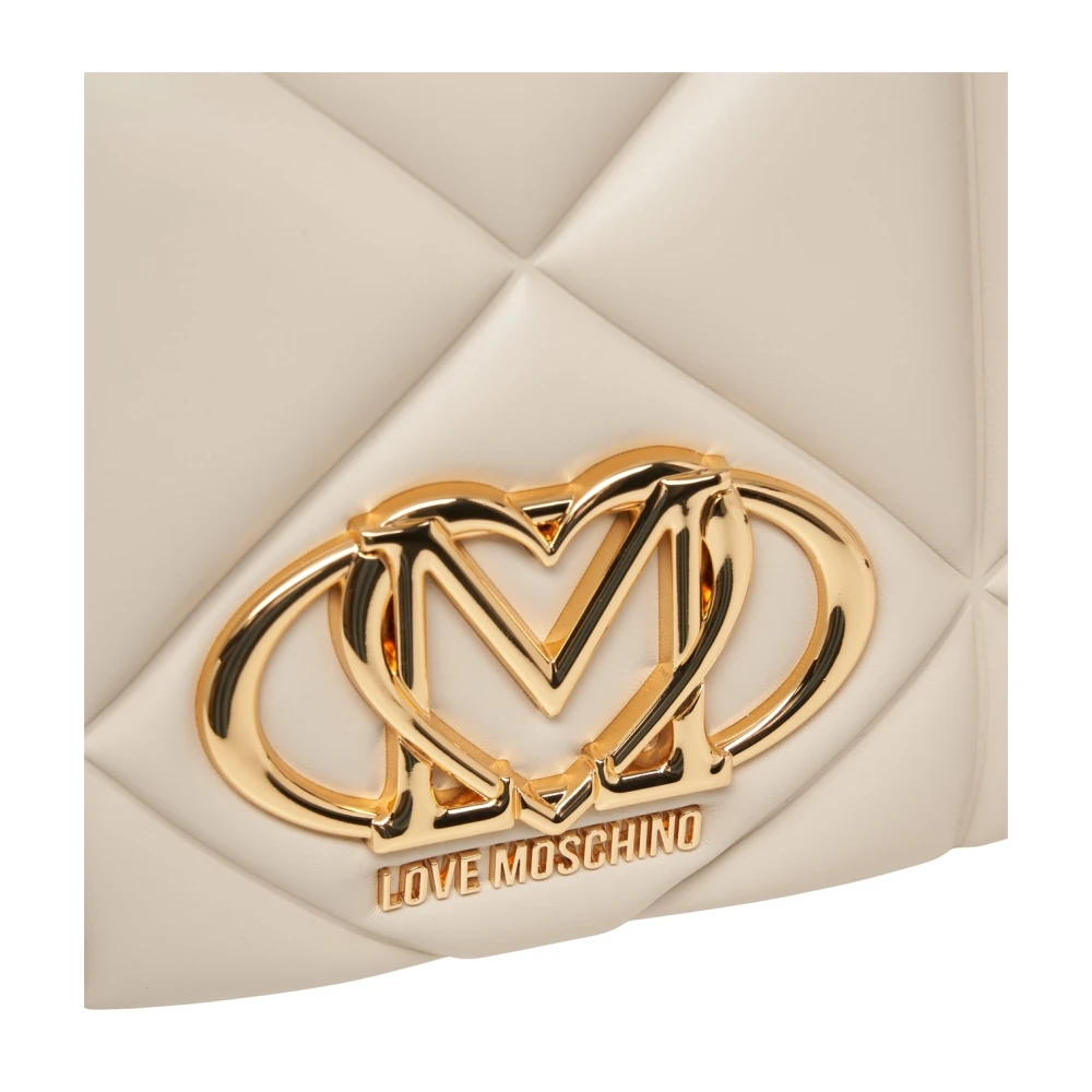 Love Moschino Witte Gewatteerde Schoudertas Beige Dames