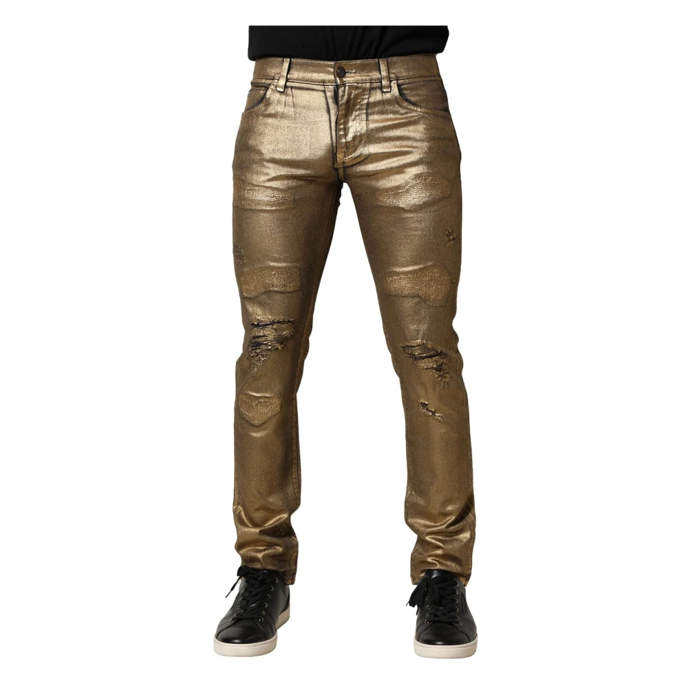 Dolce & Gabbana Men's Gold Skinny Denim Jeans