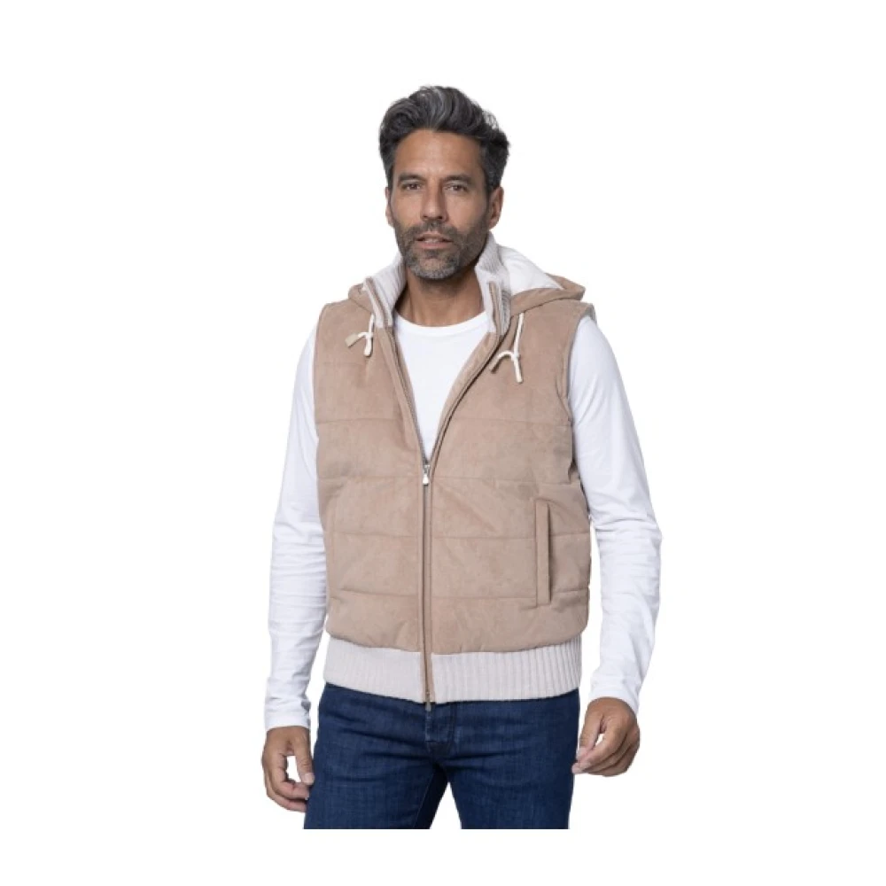 Gran Sasso Mouwloze Camel Blouson Jas Brown Heren