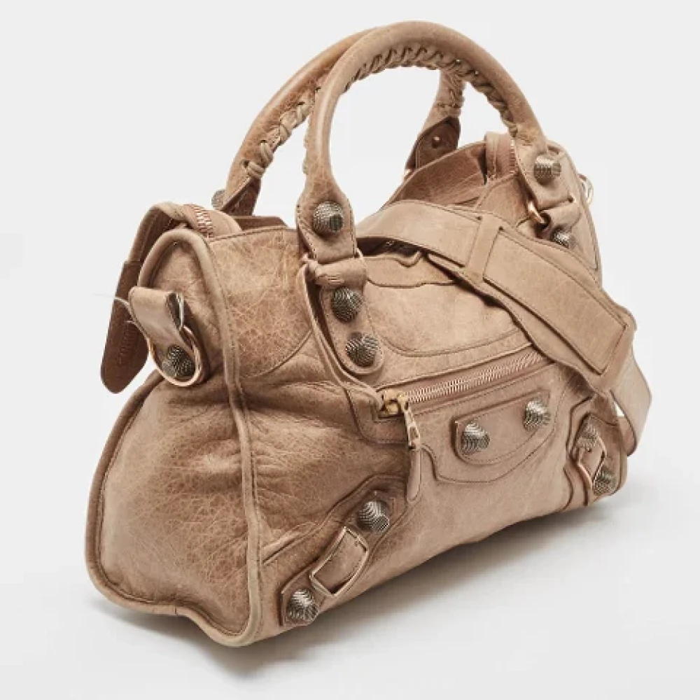 Balenciaga Vintage Pre-owned Leather balenciaga-bags Beige Dames