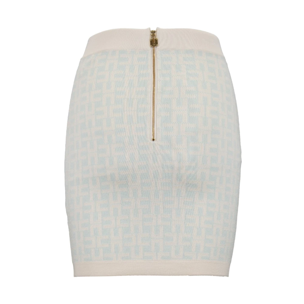 Elisabetta Franchi Logo Print Korte Rok Rits Haak Blue Dames