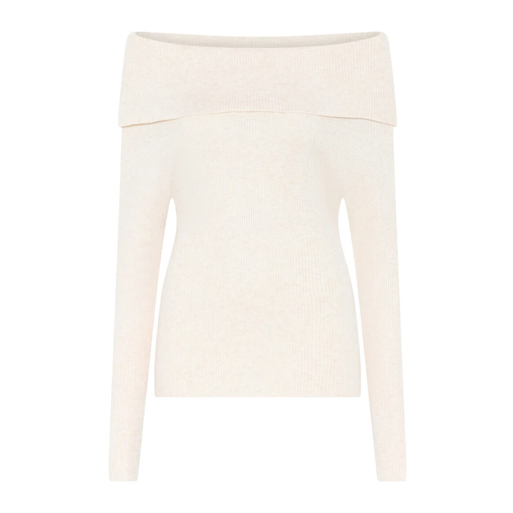 Bruuns Bazaar Off-Shoulder Knit Sweater Pink Dames