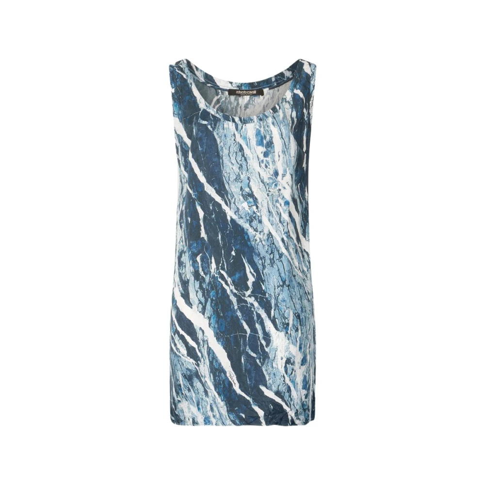Roberto Cavalli Donna Blu - Mini Abito In Seta Con Stampa Rubane - Dresses - S