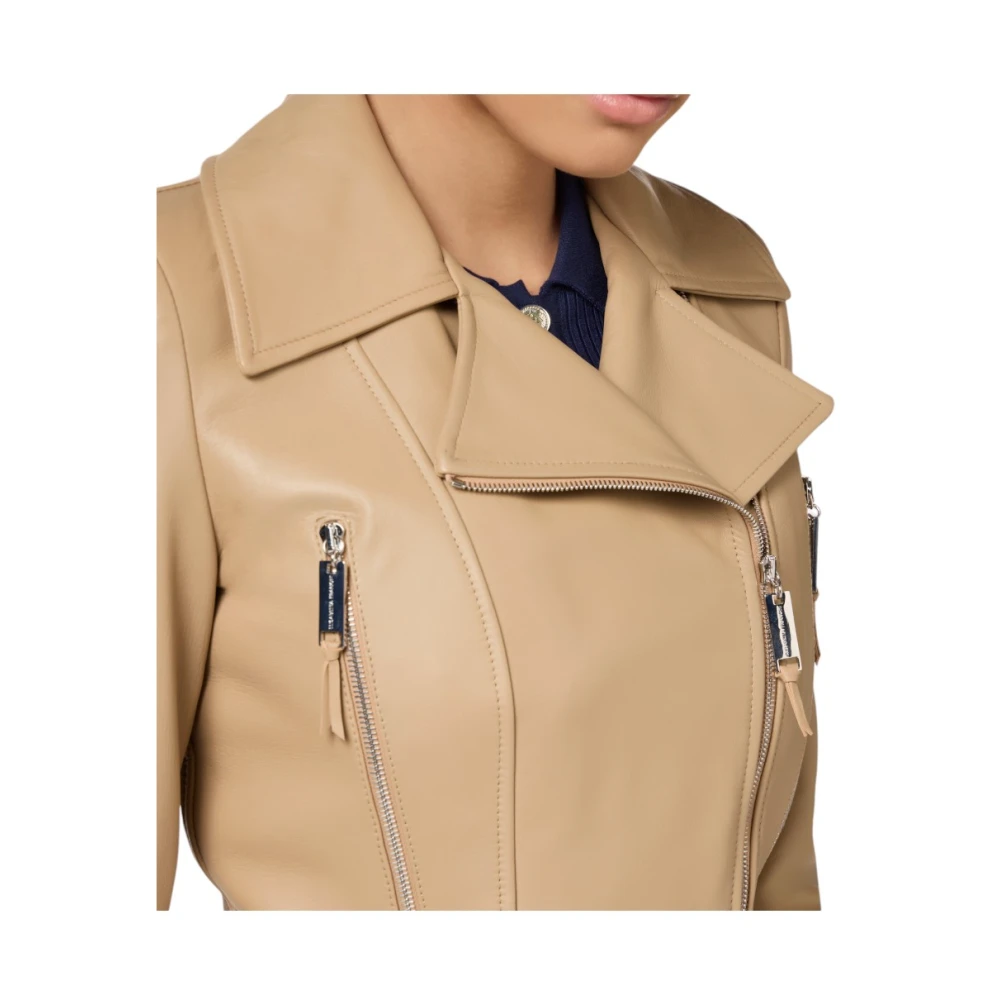 Elisabetta Franchi Leren jas Brown Dames