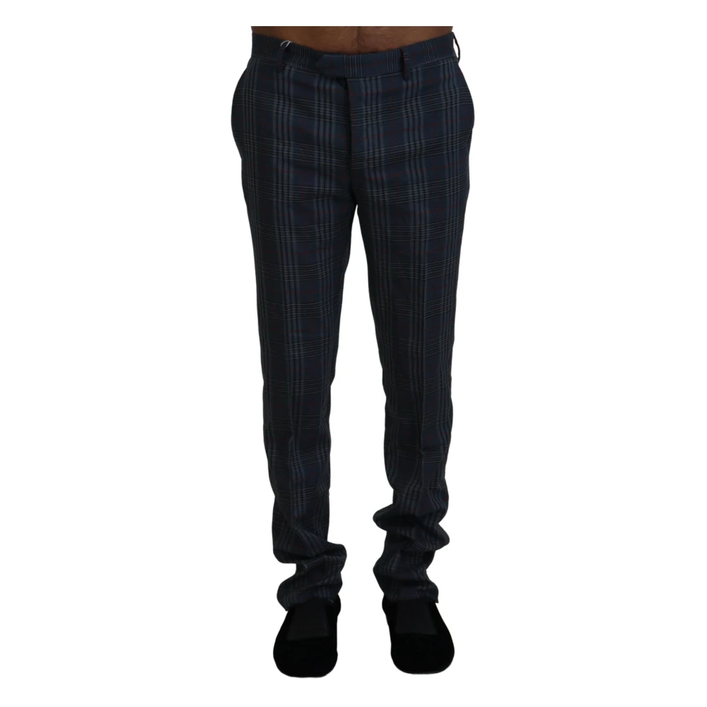 Bencivenga Men's Gray Checkered Pure Wool Pants