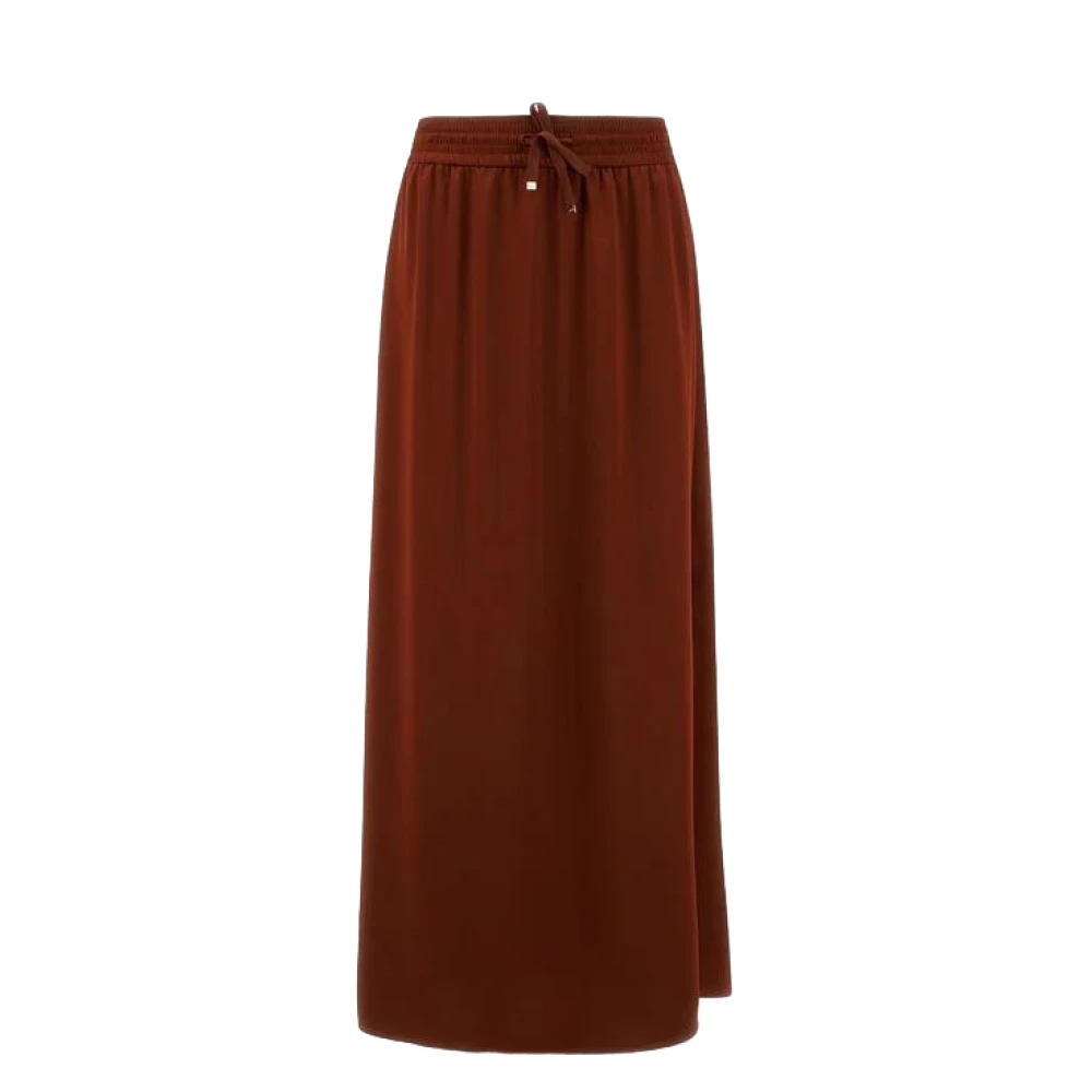 Herno Vrouw Bruin Rokken Dames, M, Lange Rok In Effen Kleur Met Trekkoord