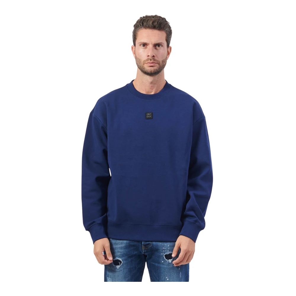 Hugo Boss Blauwe Regular Fit Katoenen Sweatshirt Blue Heren