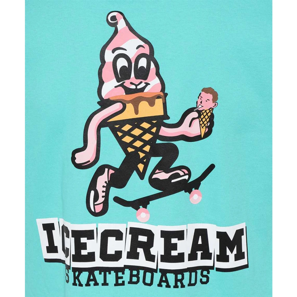 Icecream Katoenen T-shirt met Front Back Print Green Heren