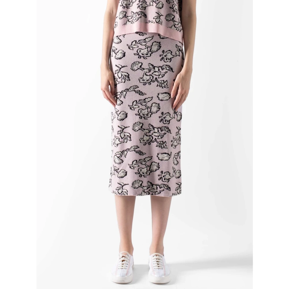 Max Mara Weekend Romantische Bloemen Midi Rok Pink Dames