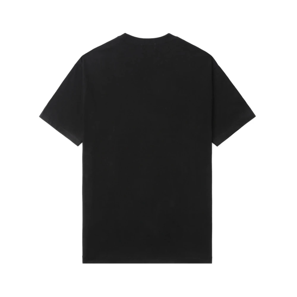 Yohji Yamamoto Zwart Bloemen Logo Print Ronde Hals Black Heren