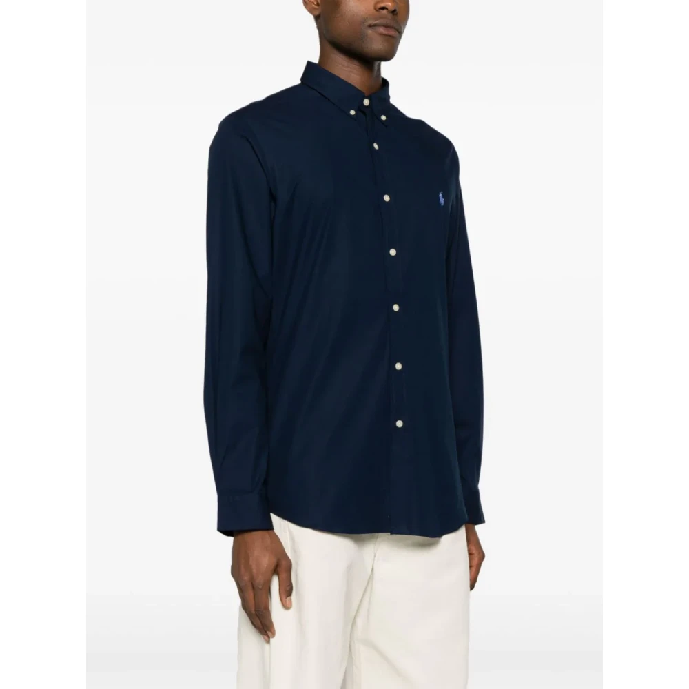 Polo Ralph Lauren Blauwe Button-Down Overhemd met Handtekening Pony Blue Heren