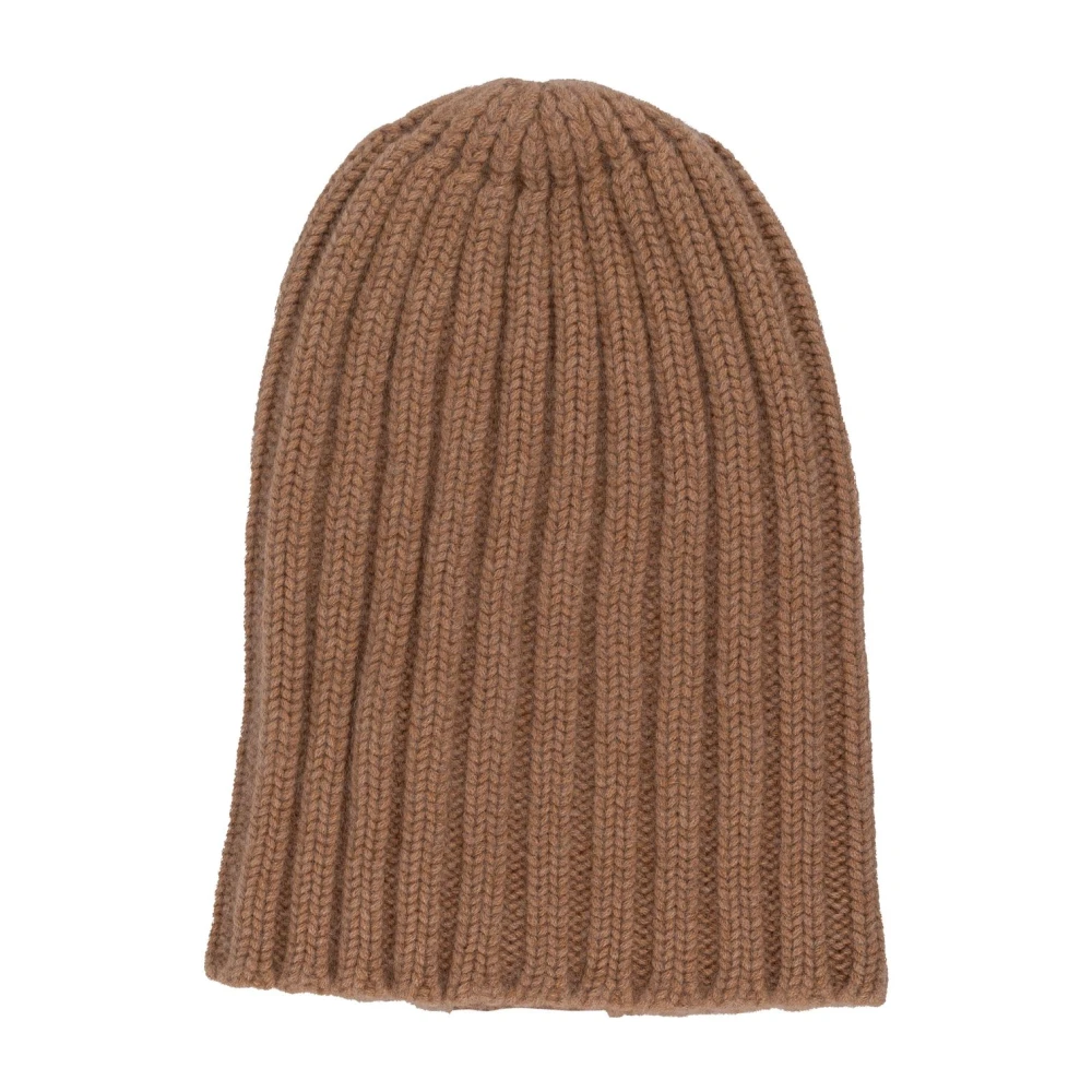 Laneus Geribbelde kasjmier unisex hoed Brown Dames