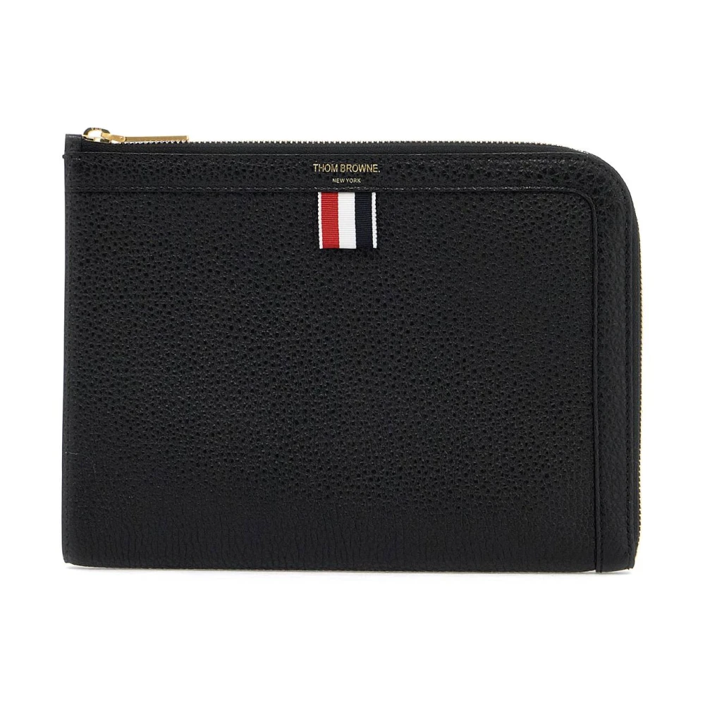 Thom Browne Leren etui met driekleurig lint Black Heren