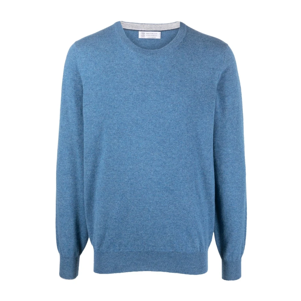 BRUNELLO CUCINELLI Blauwe Cashmere Crew-Neck Sweater Blue Heren
