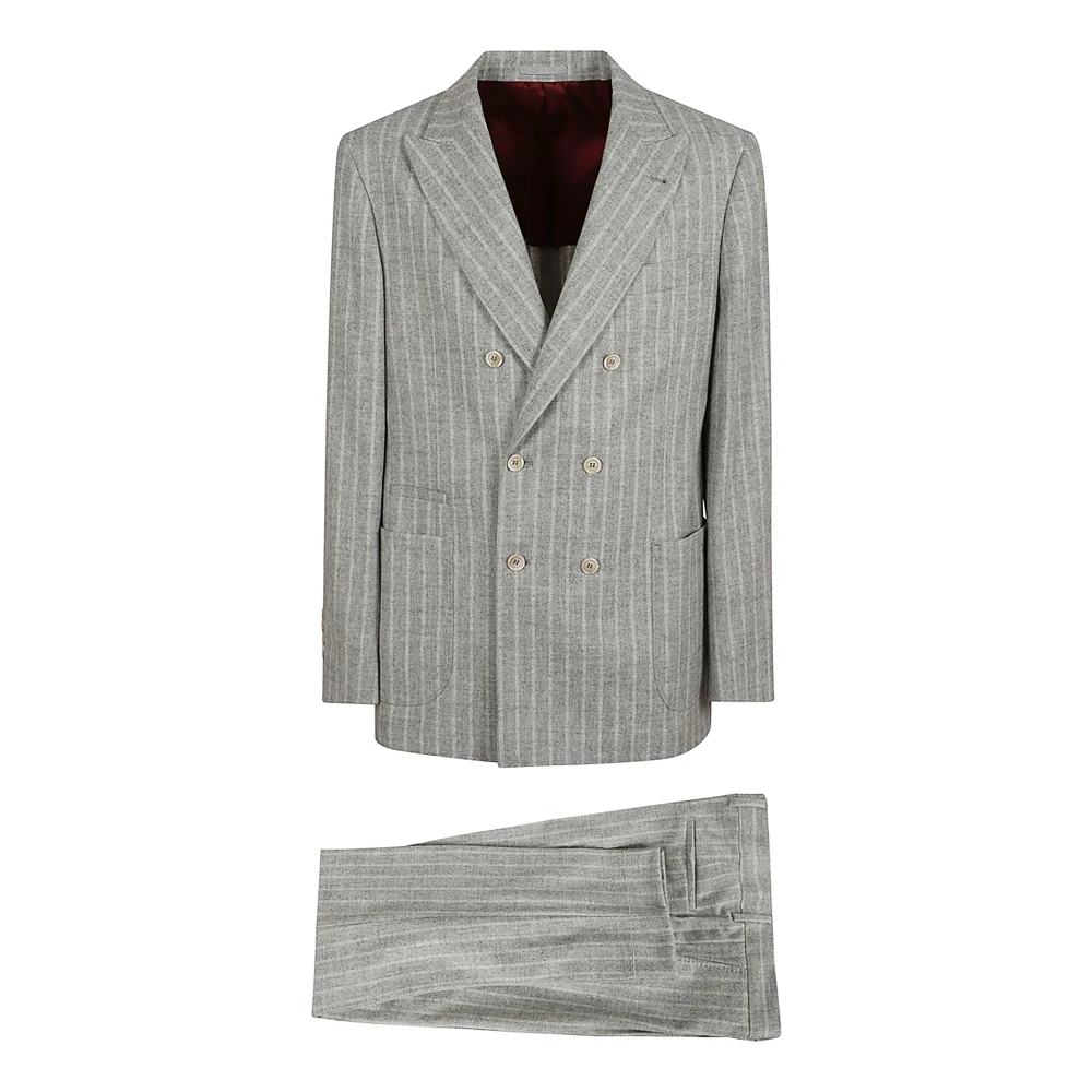 BRUNELLO CUCINELLI Grijze Wol Kasjmier Pak Aw24 Gray Heren