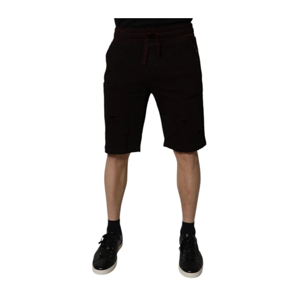 Dolce & Gabbana Mannelijk Bruin Korte Broeken Heren, Xl, Katoen, Cotton Bermuda Sweatshorts Met Logo