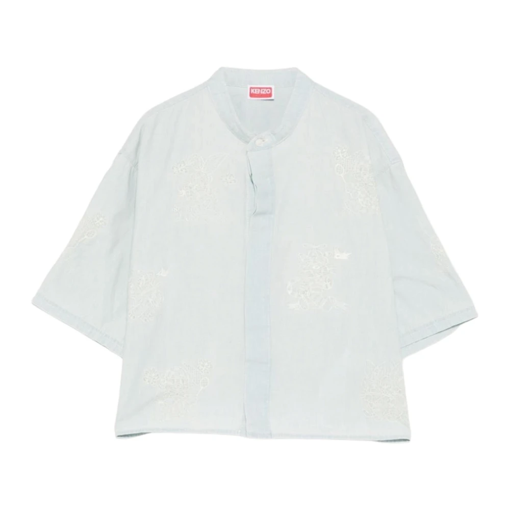 Kenzo Women's Blue Shirts, Xs, Cartoon Cropped Shirt