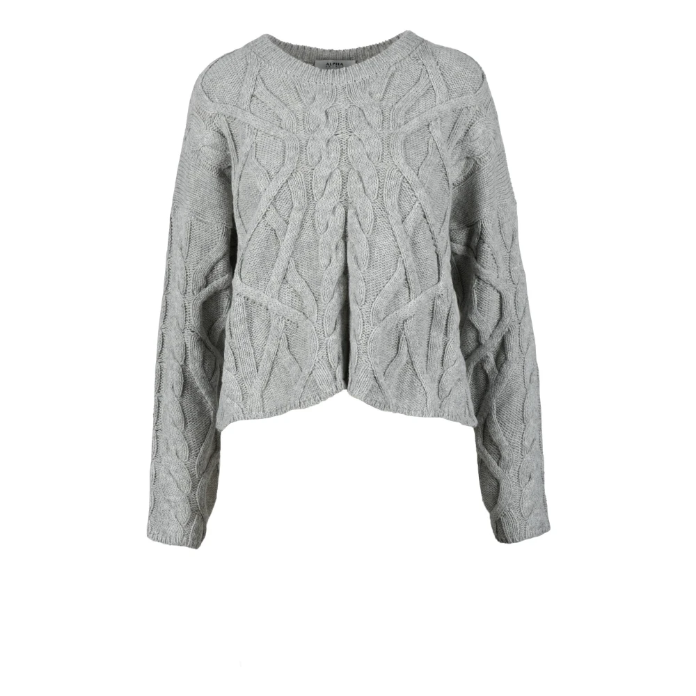 Alpha Studio Zachte Wolmix Gebreide Trui Gray Dames
