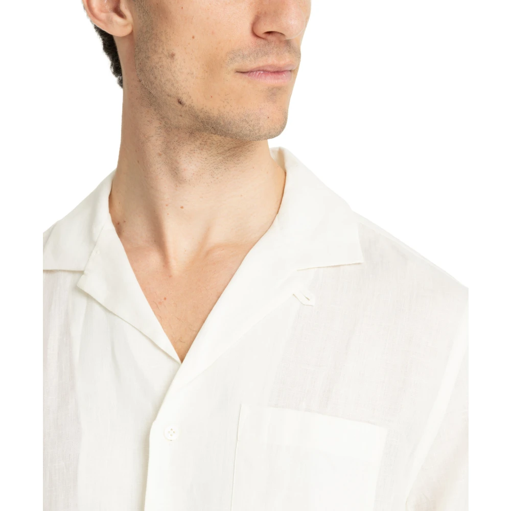 Lardini Effen korte mouwen overhemd met knoopsluiting en zak White Heren