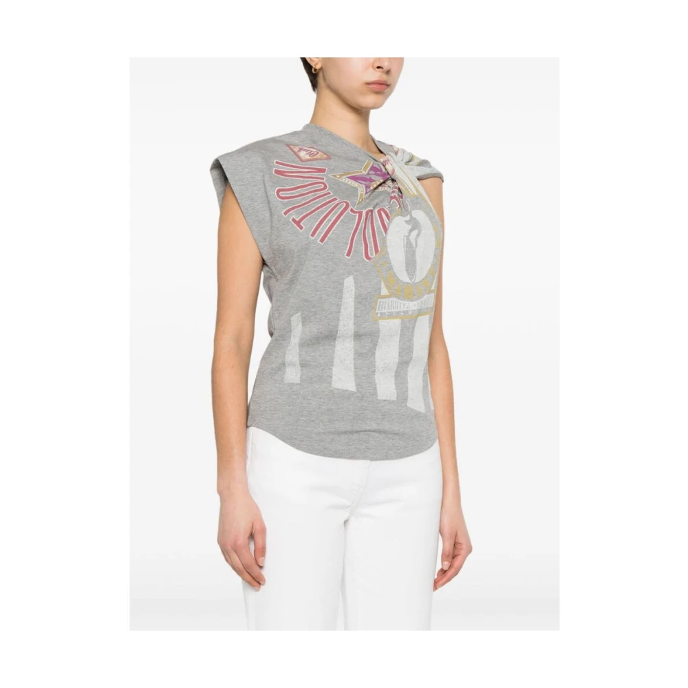 Isabel Marant Étoile Grafische Print Mouwloos T-Shirt Gray Dames