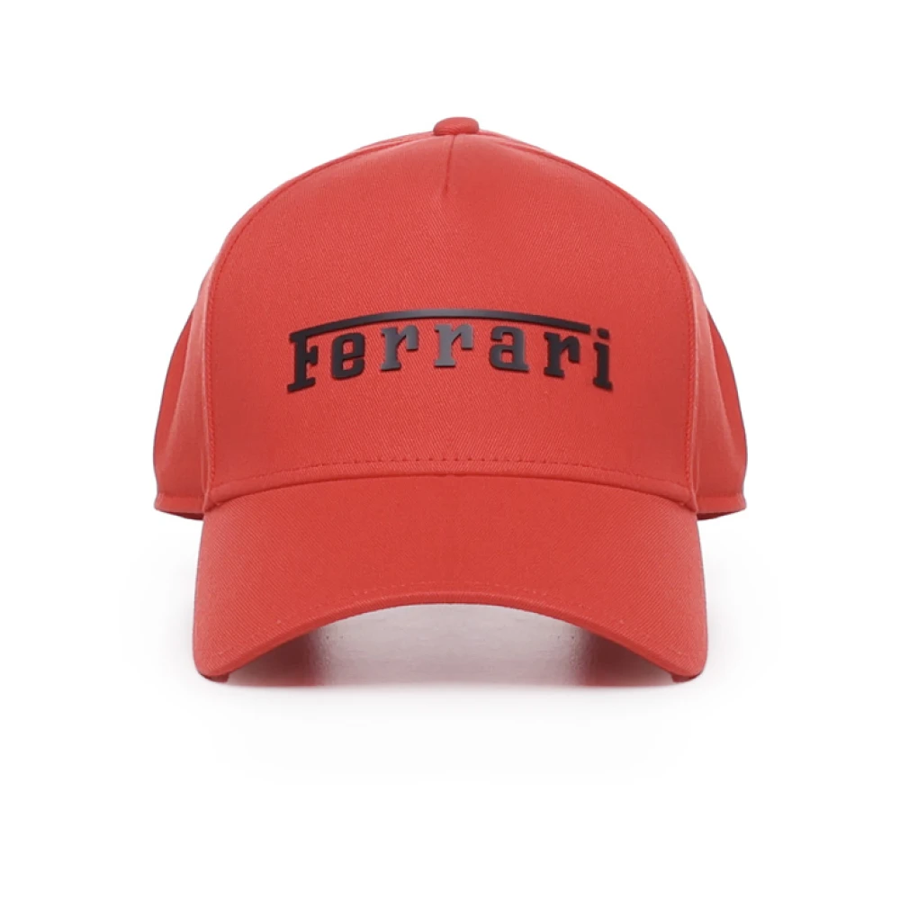 Ferrari Rode Logo-Ingedrukte Katoenen Pet Red Heren