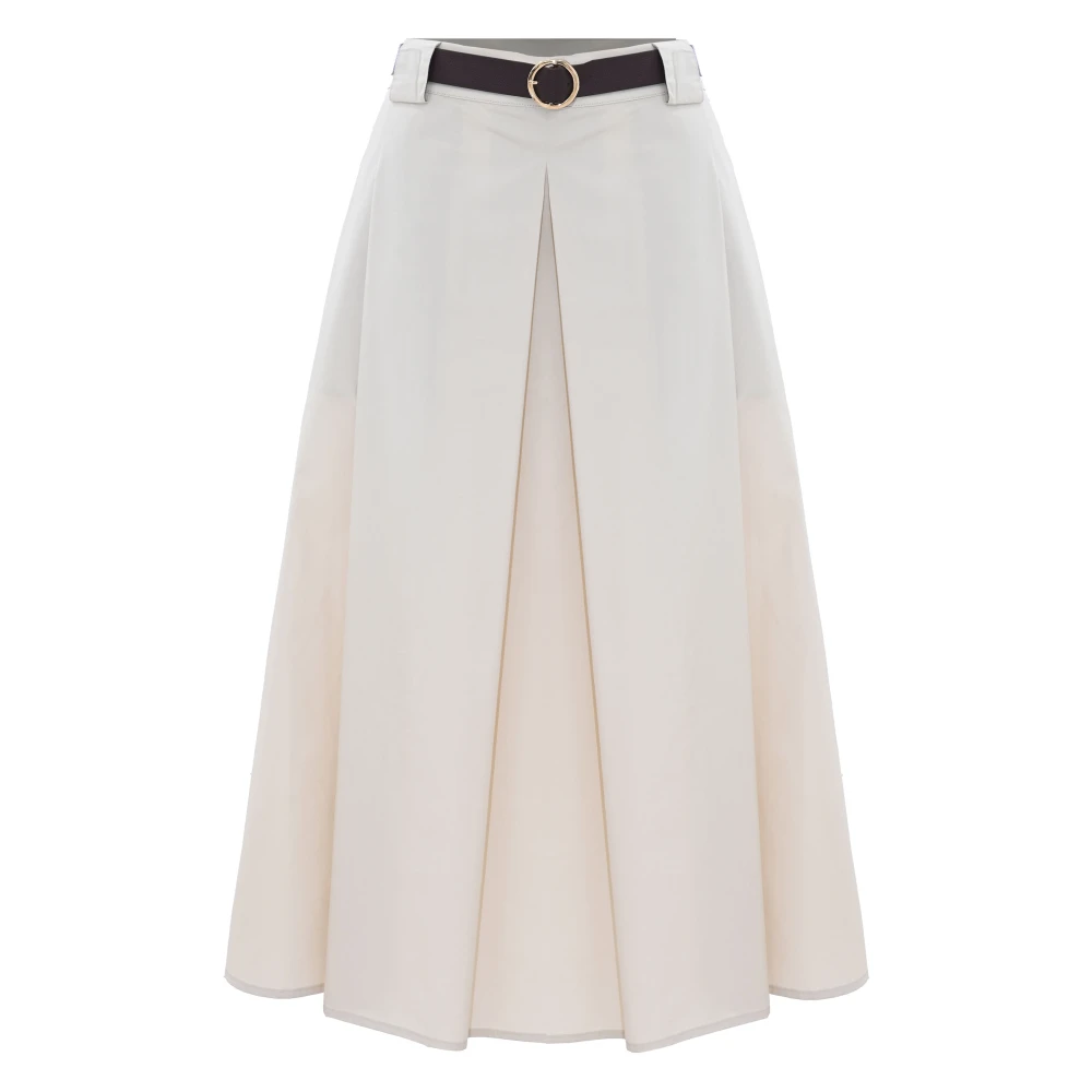 Kocca Wijdvallende Lange Rok met Middenplooi White Dames