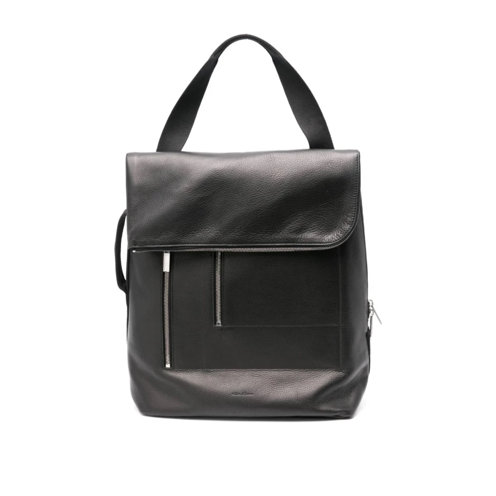 Rick Owens Zwarte Leren Casual Cargo Rugzak Black Dames