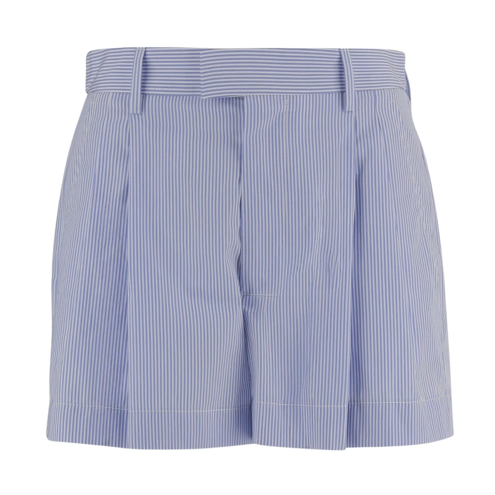 Armarium Women's Blue Cotton Shorts With Striped Pattern - Casual Shorts - M - Shorts