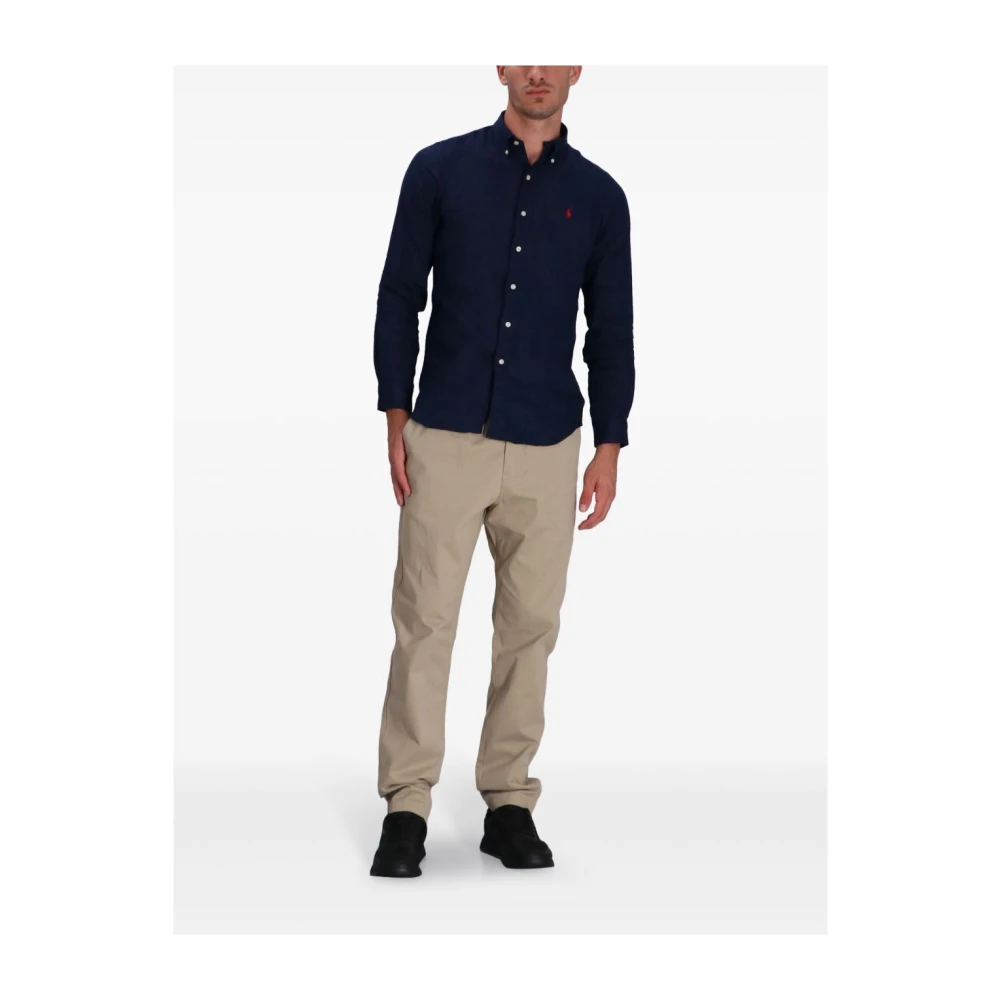 Polo Ralph Lauren Blauwe Linnen Overhemd Blue Heren